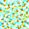Bright abstract geometric layered seamless pattern Multicolor oval, rounded shapes on a blue background