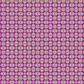 Abstract geometric floral mosaic fabric pattern Vibrant pink, yellow, purple, magenta green motifs Royalty Free Stock Photo