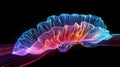 bright abstract illustration of brain convolutions,sound waves in mental emptiness,mental health research associations