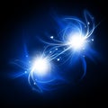 Bright Abstract Light Shape Fractal Effect, Shining Flare with Glowing Particles and Waves of Dazzling Lines