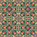 Bright abstract ornamental seamless pattern, ethnic print, kaleidoscope, mandala. Texture for wallpapers, fabric, wrap, web page