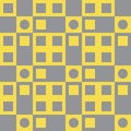 Abstract pattern with grey squares and circles