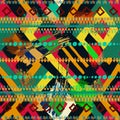 Bright african border seamless pattern. Colorful brush strokes, doodle lines, zigzag, abstract shapes. Tribal ethnic borders