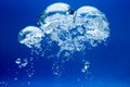bright Air bubbles, blue background Royalty Free Stock Photo