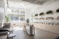 a bright and airy cannabis dispensary, with natural light and a minimalist design