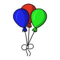 Bright airy festive balloons on a rope, vector cartoon