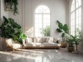 Bright and airy living room with large windows and lush plants. The perfect space for relaxing and enjoying the sunshine