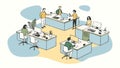 Modern Office Workspace Teamwork Collaboration People Working Desk Computers flat style design Royalty Free Stock Photo