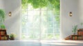 A bright and airy room with large windows filled with sunlight, minimal decor Royalty Free Stock Photo