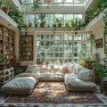 Bright and airy sunroom filled with plants and natural light