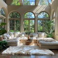 Bright and airy sunroom filled with plants and natural light Royalty Free Stock Photo