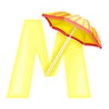 Bright Alphabet Letter M with Sun Umbrella Vector Illustration Royalty Free Stock Photo