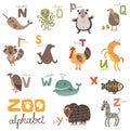 Bright Alphabet set letters with cute animals