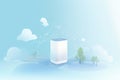 Bright animation of smart home air purifier absorbs air particles. Fresh air