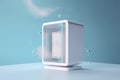 Bright animation of smart home air purifier absorbs air particles. Fresh air