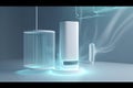 Bright animation of smart home air purifier absorbs air particles. Fresh air