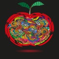 Bright apple in the primitive style doodle Royalty Free Stock Photo