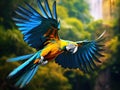 Bright ara parrot flying Royalty Free Stock Photo