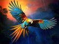 Bright ara parrot flying Royalty Free Stock Photo