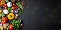 Bright Array of Colorful Fruits and Vegetables Flat Lay