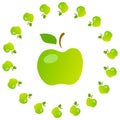 Bright art illustration of green mellow apples.