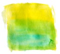 Bright artistic gradient of yellow, green and blue colors, hand-painted watercolor illustration Royalty Free Stock Photo