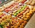 Bright assortment of the sweet french delights on display