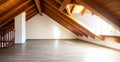 Bright attic with wooden beams and parquet