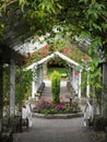 Bright attractive arbor and fresh blossom flowers and leaves at Stanley Park Perennial Garden 2020 Royalty Free Stock Photo