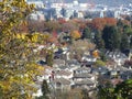 Bright attractive autumn fall view of Vancouver`s residential neighbourhood and foliage orange and colorful tree scenery