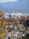 Bright attractive autumn fall view of Vancouver`s residential neighbourhood and foliage orange and colorful tree scenery