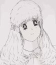 Bright attractive cute smiling girl anime style sketch illustration 2020