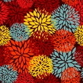 Bright autumn floral seamless pattern. Beautiful background with Chrysanthemum flowers background for web, print, textile, Royalty Free Stock Photo