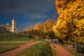 Bright autumn landscape with a city Park. Gatchina. Russia. Royalty Free Stock Photo