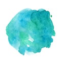 Bright azure watercolor hand-painted smear, minimalistic illustration of blue spot