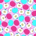 Bright background with apples. Summer seamless pattern with fruits Royalty Free Stock Photo