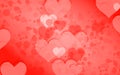 Bright background many red hearts