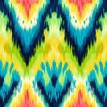 Vibrant Ikat Fabric Pattern With Luminous Colors And Bold Contrasts