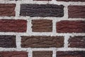 Brick background with several colors of red, brown and black brick, heavy cement joining each