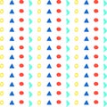 Bright background, seamless pattern of various geometric shapes.