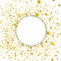 Bright background with white banner over golden confetti