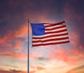 Bright Backlit Flag by Sunset