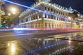 Bright Baku nights . Panoramic view of Baku. Night routes in Baku. City view of the capital of Azerbaijan, in Azerbaijan. Royalty Free Stock Photo