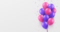 Bright balloons and confetti background realistic multicolored festive aero design decoration