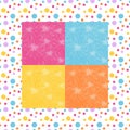 Bright bandana print with flowers on colorful background in dot frame Royalty Free Stock Photo