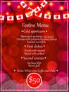 Bright banner festive menu. Blank with approximate menu.