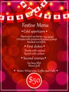 Bright banner festive menu. Blank with approximate menu.