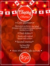 Bright banner festive menu. Blank with approximate menu.