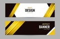 Bright banner with golden strips on dark background. Set horizontal banners with empty place for text. Abstract vector Royalty Free Stock Photo