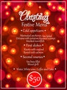 Bright banner Merry Christmas. Blank with approximate christmas menu.